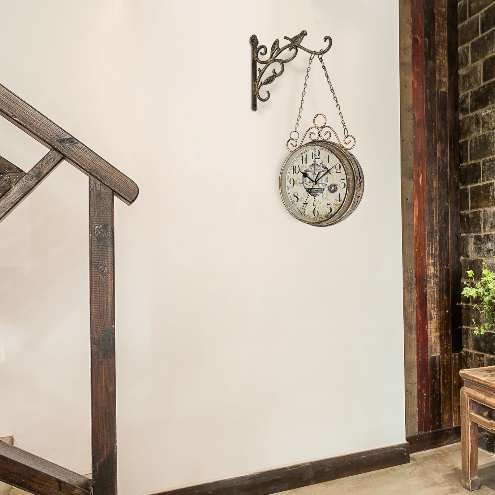Double-Sided Vintage Wall Clock for Home & Commercial Spaces