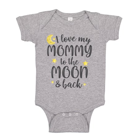 I Love My Mommy To The Moon And Back Baby Bodysuit One Piece NB Athletic Heather