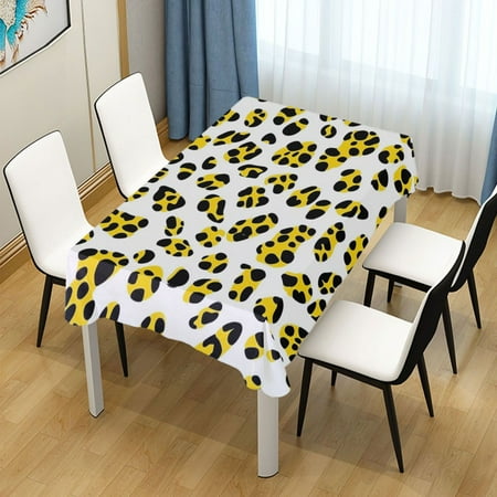 

54x54 Inch Tablecloth Polyester Square Tablecloth for Home Kitchen Dinner Decor Yellow Leopard Print Pattern