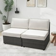 thumbnail image 1 of PE Wicker Modular Outdoor Sectional Couch, 2PCS Armless Sofa with Cushions, All-Weather Rattan Conversation Set for Patio, Porch, or Lawn, Grey, 1 of 5