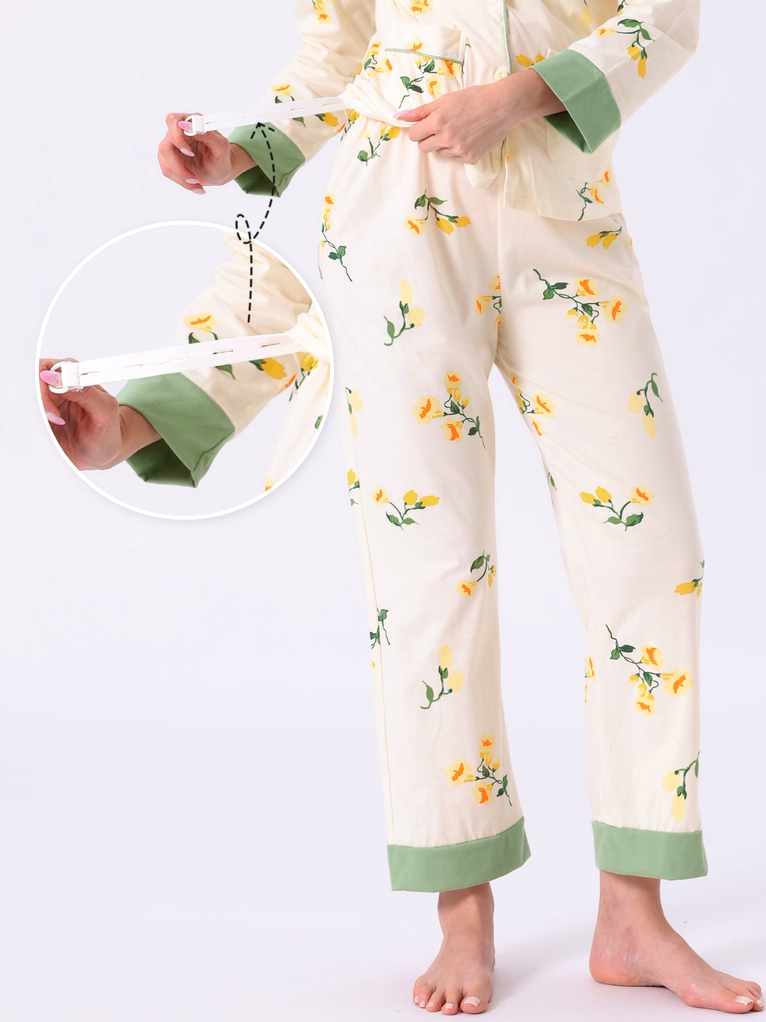 DARING DIVA Women's Nursing  Postpartum Button Down Long Sleeve Pajama Sets 2XL Green