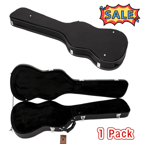 Tcbosik Electric Bass Hard Case with Lock, Fits for Standard Electric Bass Guitar, Black