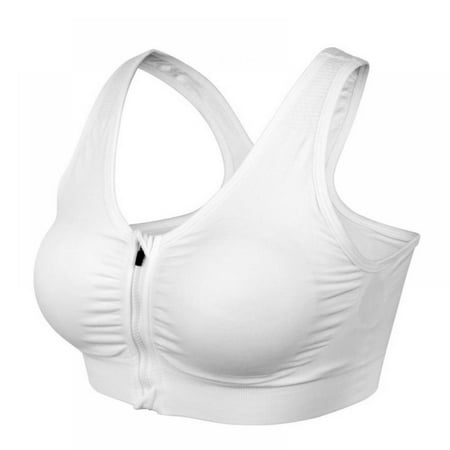 

Clearance Women Zip Front Closure Sports Bra Medium Impact Push Up Wirefree Yoga Bras Racerback Workout Gym Bra Top