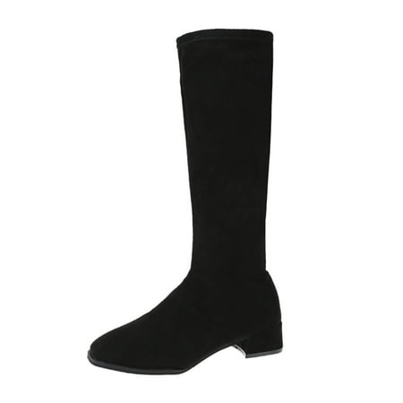 

NECHOLOGY Women High Knee Boots Wide Calf Fashion Long Thick Boots Color Heel Thigh High Boots for Women plus Size Wide Black 8