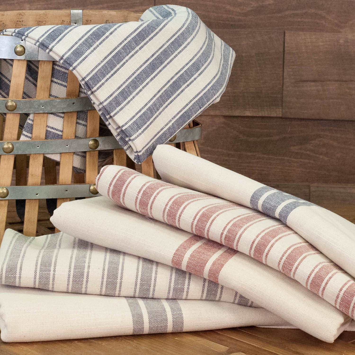 Piper Classics Market Place Red Grain Sack Stripe Bulk Yardage,Three Yards, 108" x 110" Wide
