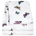 thumbnail image 3 of Kids Fun & Bright Printed Microfiber Sheet Sets, Ultra Soft Fitted Sheets with Straps - Butterflies, Full Size, 3 of 5