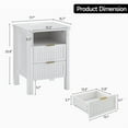 thumbnail image 3 of ONBRILL Fluted Night Stand with Charging Station, 23" Modern 2 Drawers End Table, Nightstand Set of 2 with Curved Profile Design, Bed Side Table for Bedroom, Living Room, White（2-Pack）, 3 of 5