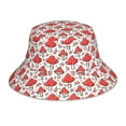 thumbnail image 3 of Daiia Amanita Red Mushroom Pattern Bucket Hat - Trendy Cotton Sun Hat for Beach, Golf, Fishing - Fun Outdoor Vacation Boonie for Men and Women, 3 of 9