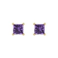 thumbnail image 3 of 2.0 Ct Princess Cut Studs Purple Alexandrite 18K Yellow Solid Solid Gold Everyday Dainty Earrings Push Back, 3 of 7