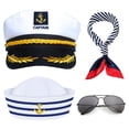 thumbnail image 1 of Conjunto de Disfraz D-Fokes: Sombrero de Capitán de Yate, Gorro de Marinero, Pañuelo y Gafas de Sol, 1 of 7