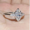 thumbnail image 3 of Cora Jewellery 2CT Marquise Moissanite 3 Stone Engagement Ring For Women, 14K White Gold, 3 of 6