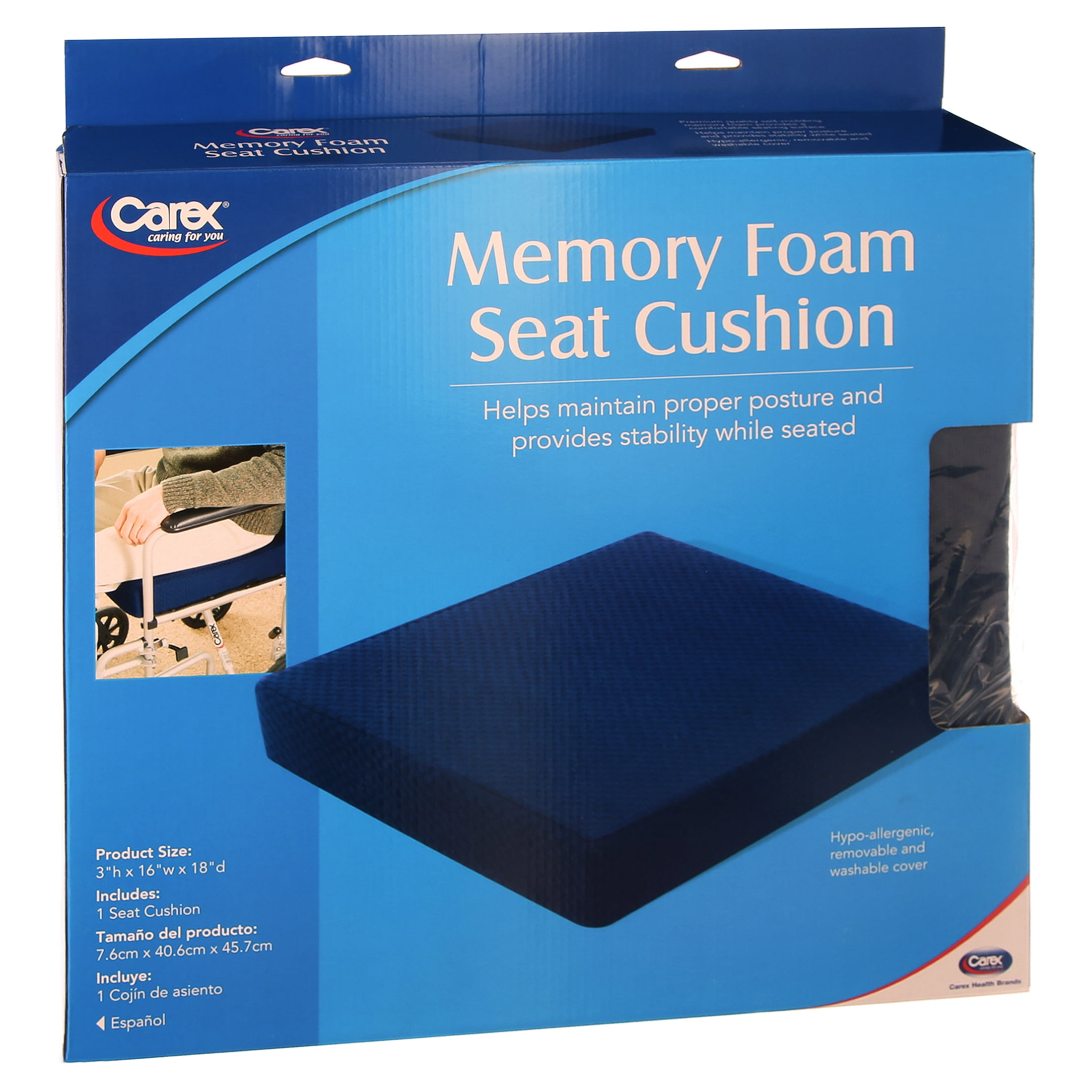 Carex Memory Foam Knee Pillow Removable Washable Cover, 1 Ea