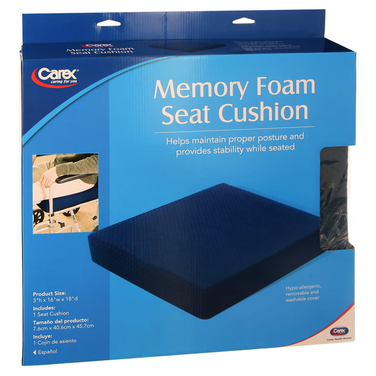 Carex Memory Foam Seat Cushion for Kitchens, Offices, Cars and Outdoors,  Navy Blue