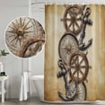 thumbnail image 5 of Vintage Anchor Nautical Shower Curtain, Waterproof Shower Curtains for Bathroom, Coastal Compass Brown Washable Fabric Bathtub Curtain Set Bath Decor with 12 Hooks 48"x72", 5 of 8