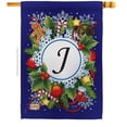thumbnail image 1 of Breeze Decor 30088 Winter J Monogram 2-Sided Vertical Impression House Flag - 28 x 40 in., 1 of 1