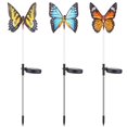 thumbnail image 3 of Luces solares decorativas para jardín al aire libre, paquete de 3 luces solares para jardín con mariposa, cambios multicolores de luces LED para jardín, patio, patio, 3 of 5