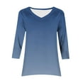 thumbnail image 6 of Womens Print Tops Fall Long Sleeve V Neck 3/4 Length Sleeve Shirts Loose Casual Basic Tees Shirt Tunic Blouses (M, Navy-A), 6 of 6