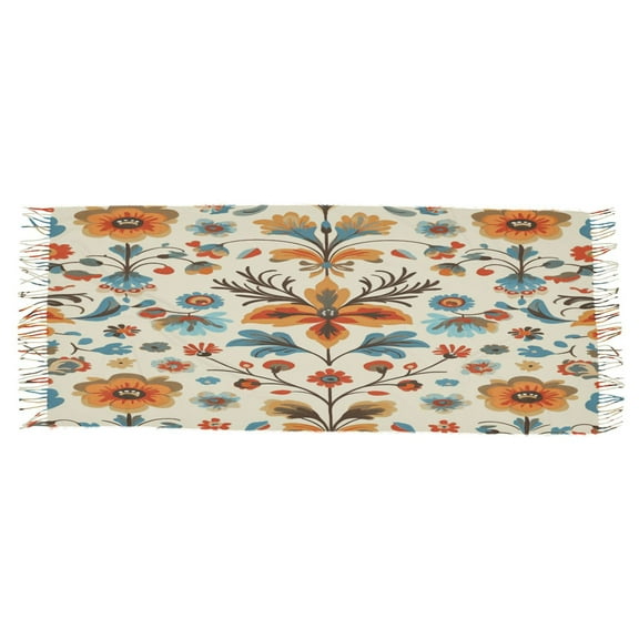 BZSMCE Women Scarf Design Orange Flowers Art Print Simple Pattern Soft Warm Long Large Scarves