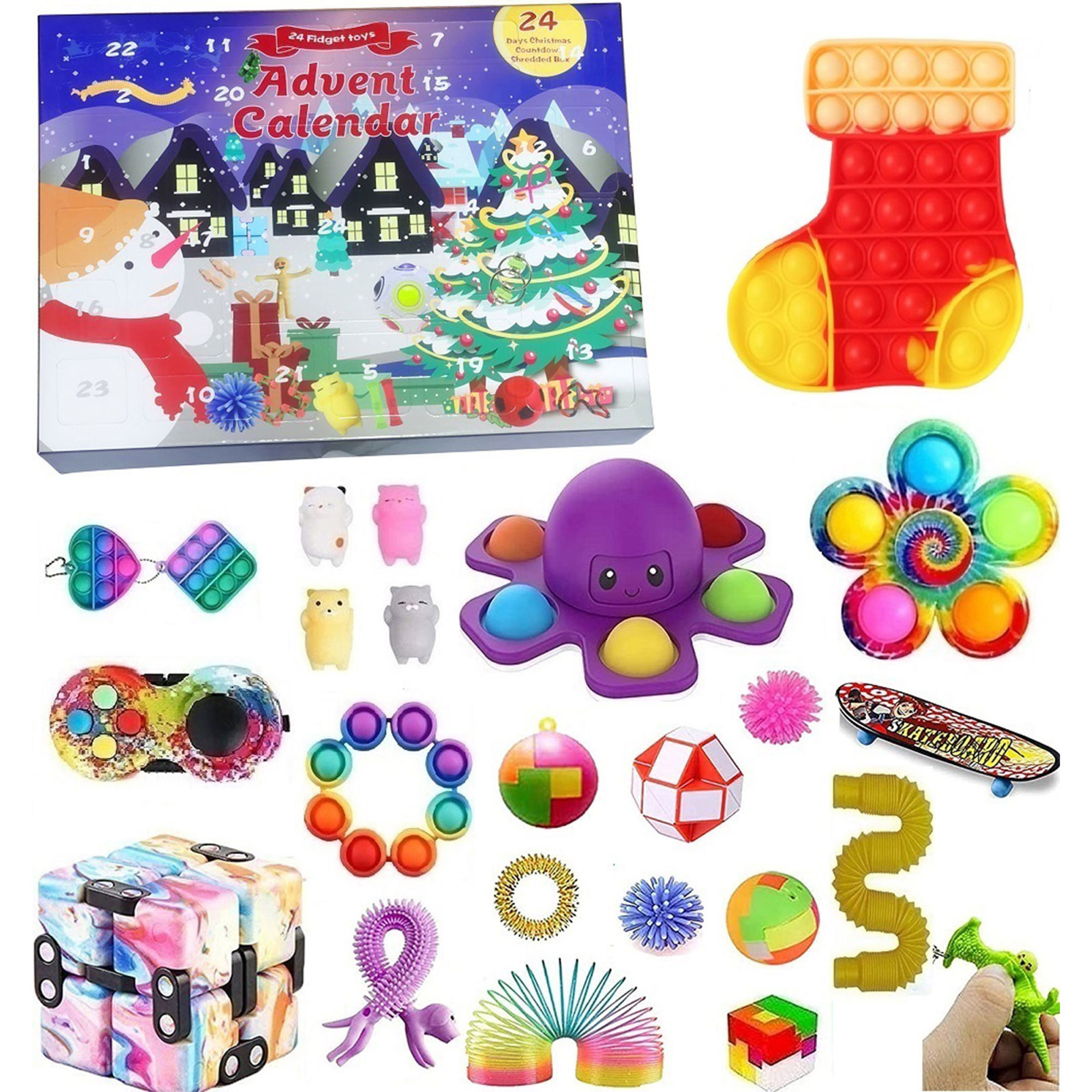 Fanvereka Fidget Advent Calendar Pop Toy Pack 24DAYS Christmas Countdown  Calendar Push Pop Bubble Sensory Toys Set - Walmart.com