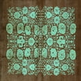 thumbnail image 1 of Ahgly Company Machine Washable Indoor Square Oriental Turquoise Blue Industrial Area Rugs, 6' Square, 1 of 4