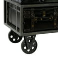 thumbnail image 5 of DecMode Faux Leather Tufted Upholstered 3 Trunk Storage Bench with Wheels, Black, 5 of 17