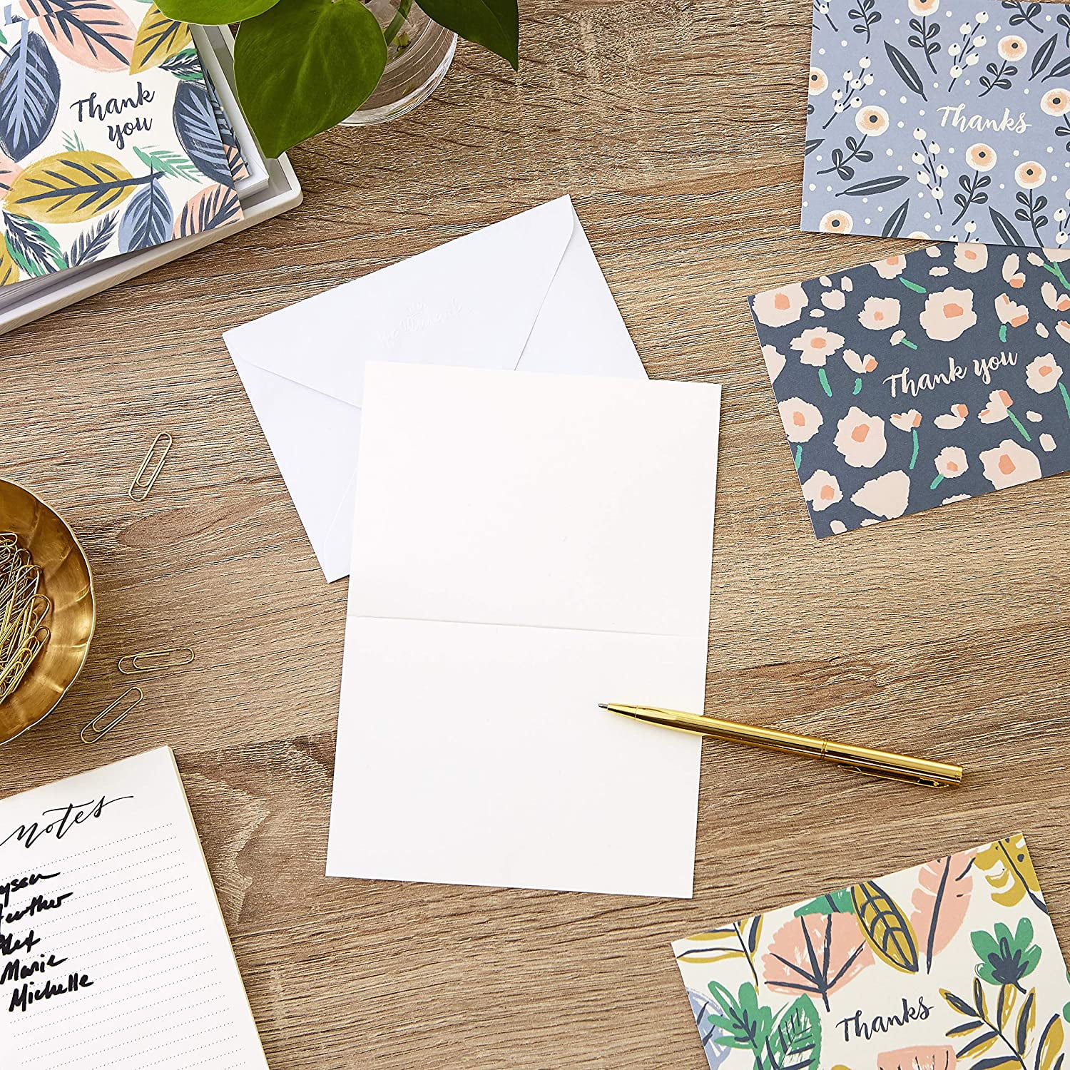 Thank You Cards Assortment, Painted Florals (48 Cards with Envelopes for Baby Showers, Bridal Showers, Weddings, All Occasion)