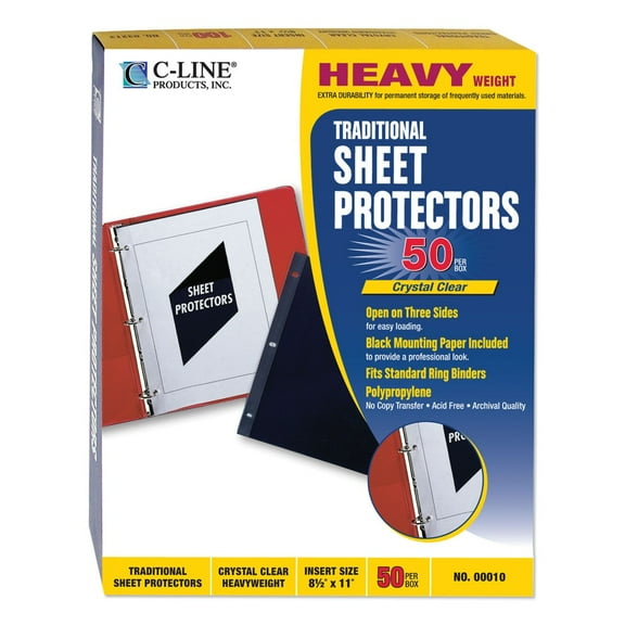 C-Line Traditional Polypropylene Sheet Protector, Heavyweight, 11 x 8 1/2, 50/BX