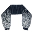 thumbnail image 3 of Cárdigan fino de pashmina con mangas cortas y hombros para mujer Flor azul oscuro, 3 of 9