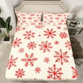 thumbnail image 2 of Feelyou Snowflake Print Twin Sheet Sets, Happy Christmas Twin Fitted Sheet, Winter Festival Flat Sheet, Ultra Soft Home Decor,3-Piece, 2 of 7