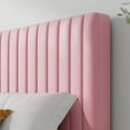 thumbnail image 6 of Allewie Full Size Velvet Upholstered Platform Bed Frame with Adjustable Vertical Channel Tufted Headboard, Pink, 6 of 12
