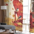 thumbnail image 4 of Sheer Curtains 84 inches Long, Fall Maple Leaf Forest Birds Light Filtering Sheer Window Curtains Rod Pocket Voile Drapes for Bedroom Living Room, 52"W x 84"L 2 Panels, 4 of 7