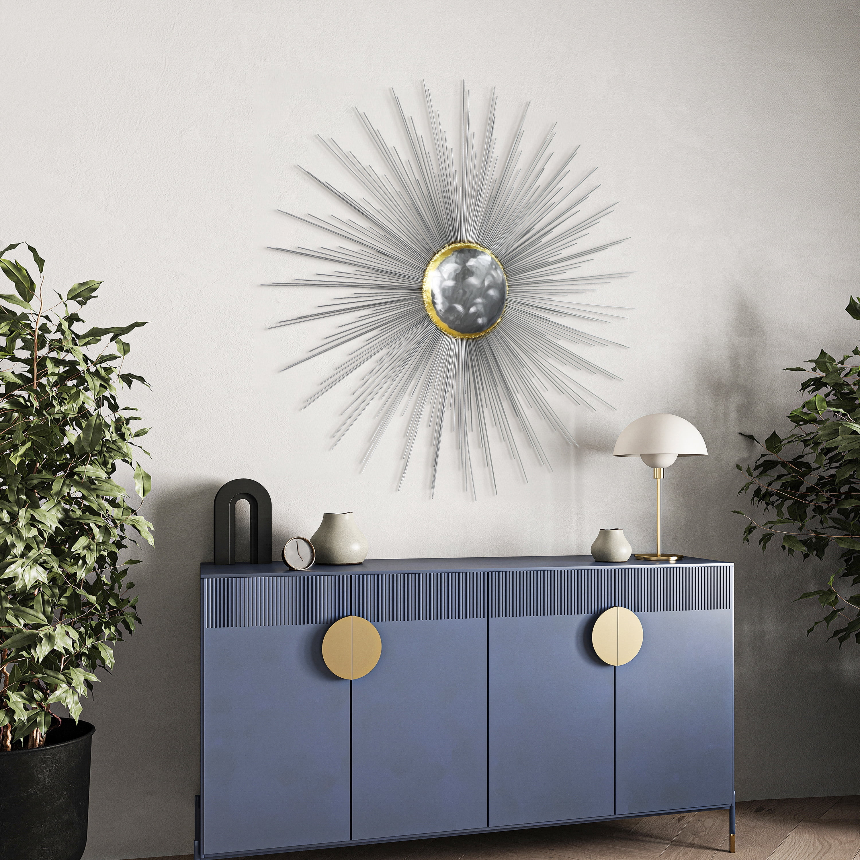 Empire Art Direct Starburst Hand Painted Etched Metal Wall Sculpture, 39.0" x 39.0" x 2.4", Ready to Hang