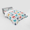 thumbnail image 3 of Ambesonne Colorful Bedding Set 3 Pcs, Retro Dog, Twin, Grey Red Teal, 3 of 3