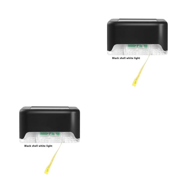 Monstrate Lámpara solar LED Camino Escalera Exterior Impermeable Luz de pared Jardín Paisaje Paso Cubierta Luces Balcón Valla Luces solares LED blanco con carcasa negra 2piezas