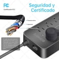 thumbnail image 4 of Boparte EL08 Multicontacto de 8 tomas con usb color negro largo del cable de 1.2m 10A, 4 of 5