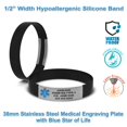 thumbnail image 3 of MedicBand Medical Alert Bracelet for Women and Men. Incl. 4 Lines Custom Engraving, Emergency Medical Wallet Card, Complimentary 12 mo. Personal Health Record Membership! Free Ship - Black, 3 of 7