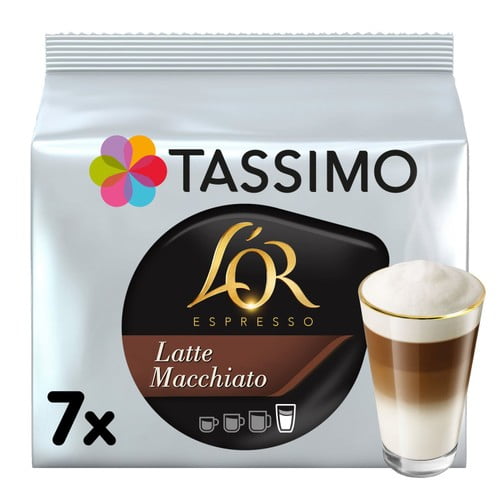 Tassimo L'OR Latte Macchiato Coffee Pods, 7 pods per pack, British Import (Pack of 3)