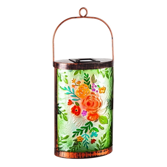 Handpainted Solar Glass Lantern, Floral Essence