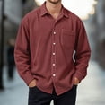 thumbnail image 2 of oqasdz Mens Corduroy Shirt Long Sleeve Shirt with Pockets Relaxed Fit Knit Button Up formal Shirt Business Work Trendy Outwear, 2 of 4