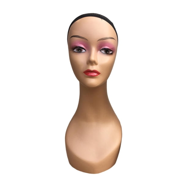 Cabeza de maniquí calva femenina Soporte de cabeza de peluca de maniquí Multifuncional con soporte de peluca de maquillaje Soporte de exhibición de Rosa