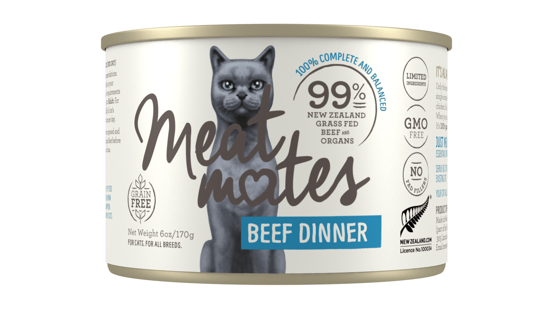 Meat Mates Beef Grain-Free Canned Cat Food Dinner, Case of 24 (6 oz