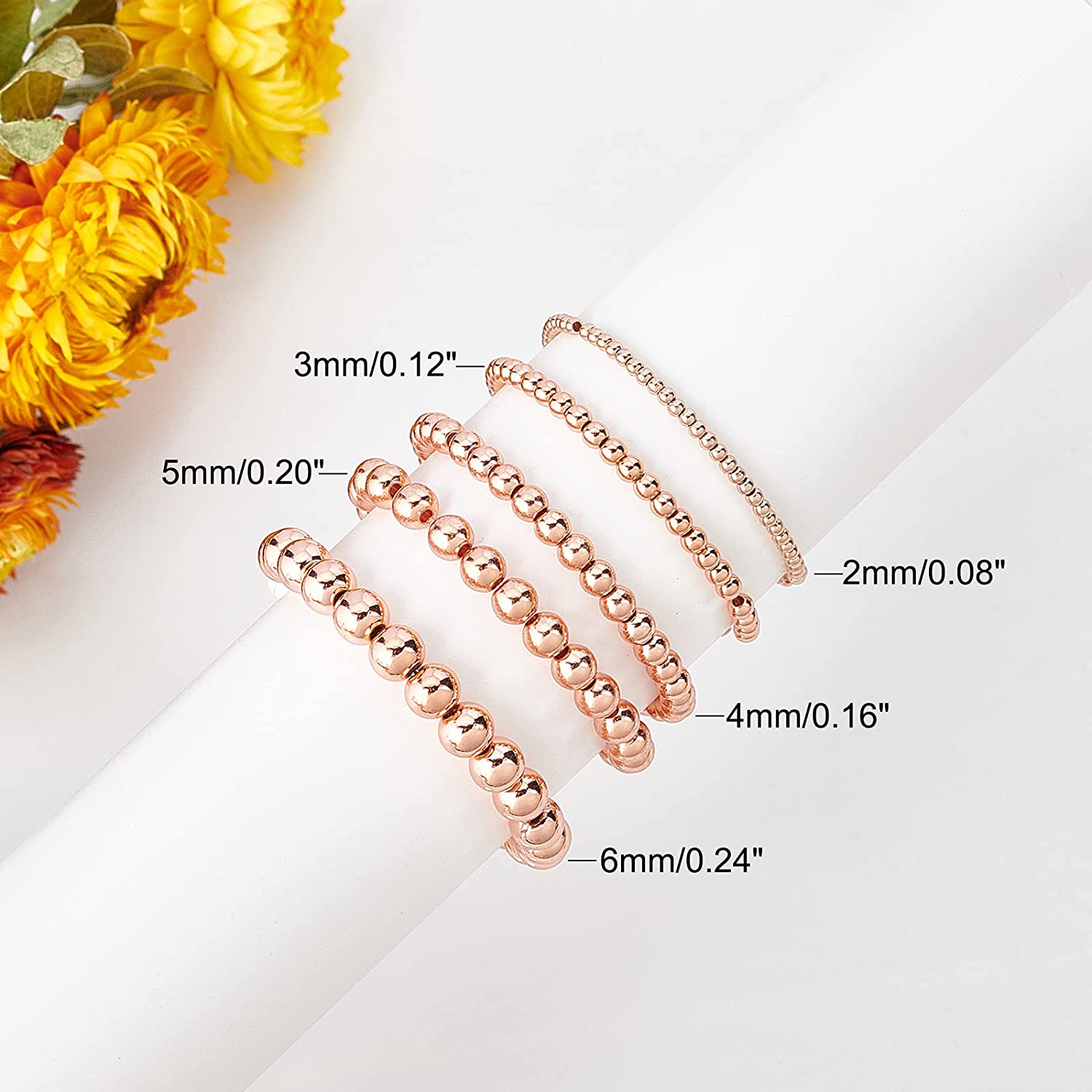 Beadtifulstyle 30pcs 14K Rose Gold Filled 2mm Seamless Round Beads - Smooth Spacer Beads For Jewelry DIY