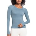 thumbnail image 4 of Sevevn Women's Casual Fashion Solid Color Sports Yoga Quick Drying Long Sleeved Top Blue XL Great Gifts for Less, 4 of 7