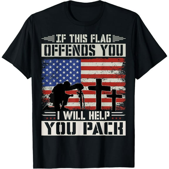 If This Flag Offends You I'll Help You Pack US Flag T-Shirt