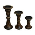 thumbnail image 2 of Handmade Wood Eco-Friendly Traditional Medium Burnt Set Of Three Pillar Candle Holder, 2 of 3