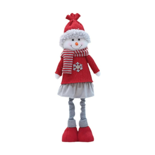 Decoración de muñeca navideña Adorno navideño Muñeca de pie Suave Estirable Largo Muñeco de nieve