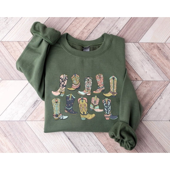 Cowgirl Boots Sweatshirt, Country Concert Tee, Western Graphic Hoodie for Women, Cute Country Shirts, Cowgirl Shirt, Farm Shirt, Western Boots Tshirt All Size S-5XL