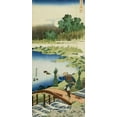 thumbnail image 2 of Hokusai 13x24 Gold Ornate Wood Framed with Double Matting Museum Art Print Titled - A Peasant Crossing A Bridge, 2 of 4