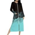 thumbnail image 3 of Aboser Women Zipper Front Robe Long Sleeve Duster Housecoat Casual Full Length Nightgown Vintage Floral Graphic Loungewear with Side Pockets Gift Ready, 3 of 9