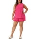 thumbnail image 1 of Conjunto de pijama de 2 piezas para mujer de tallas grandes Agnes Orinda, cómodo, con volantes, sin mangas, top de tanque con pantalones cortos, 2X color rosa intenso, 1 of 6